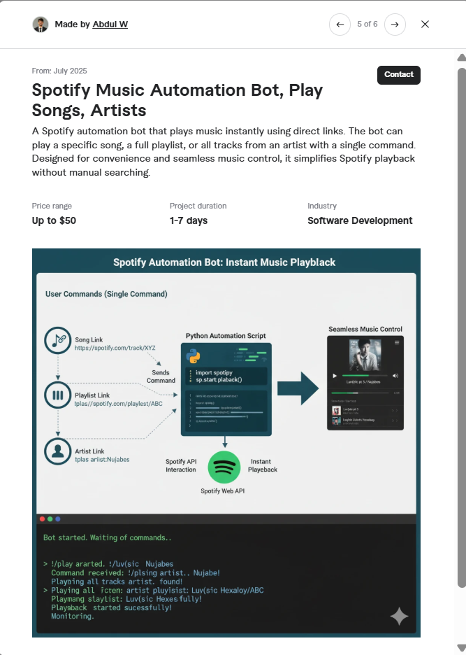 Spotify Music Automation Bot project