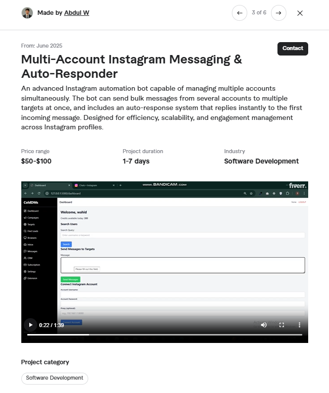 Multi-Account Instagram Messaging project