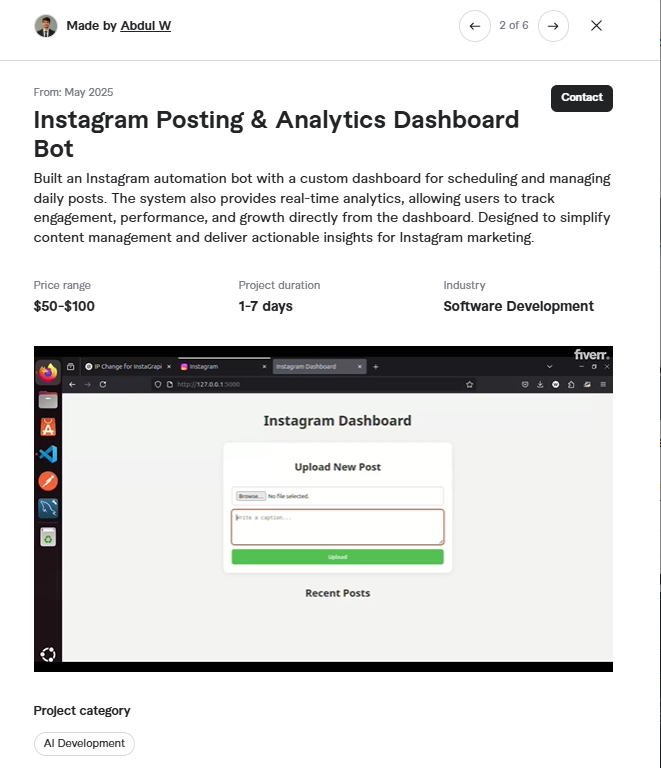 Instagram Posting & Analytics Dashboard project